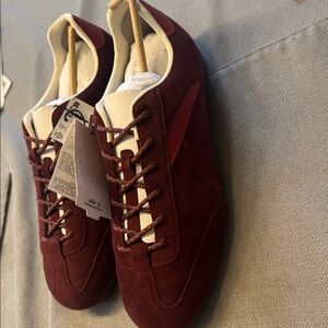 Zara Burgundy Suede Sneakers